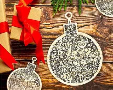 Laser Cut Engraved Christmas Bauble