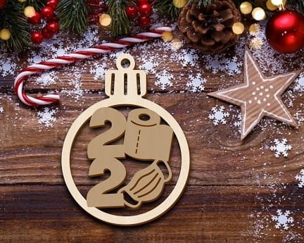 Laser Cut Face Mask Awareness Christmas Ball Ornament