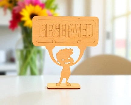 Laser Cut Wooden Restaurant Reserved Table Sign