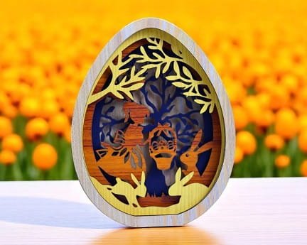 Laser Cut Layered Easter Egg Decor