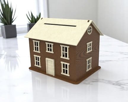 Laser Cut House Shaped Money Box
