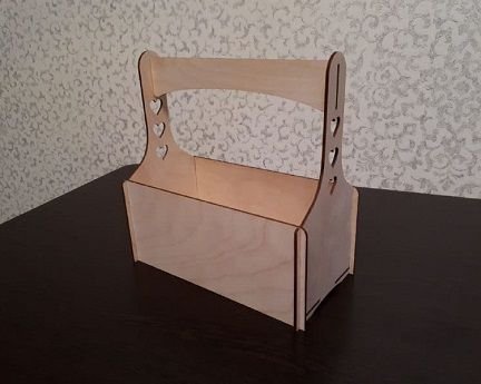 Laser Cut Plywood Flower Basket with Handle