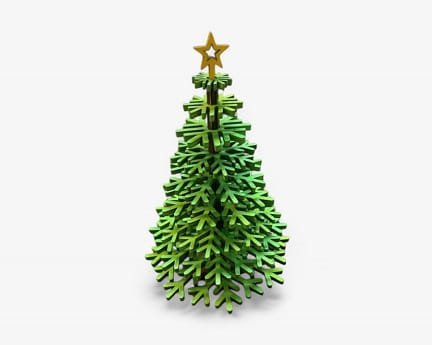 Laser Cut Christmas Tree Made from Wooden Snowflakes