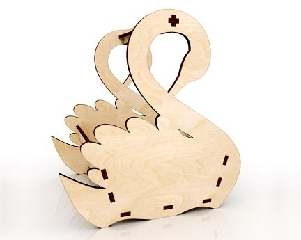 Laser Cut Swan Bird Flower Box Basket