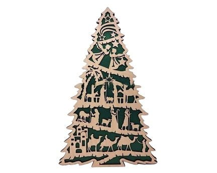 Laser Cut Christmas Tree with Nativity Scene