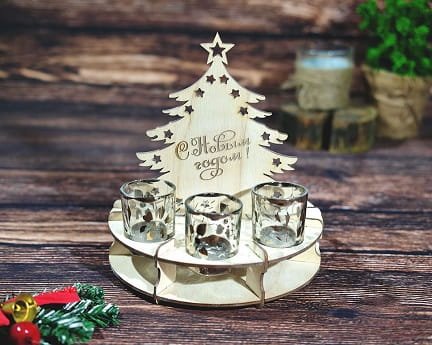 Laser Cut Christmas Tree Wine Glass Holder