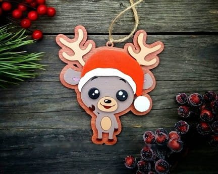 Laser Cut Reindeer Christmas Ornament