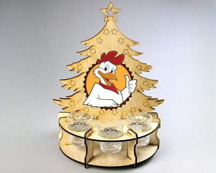 Laser Cut Pine Tree Glass Holder Stand