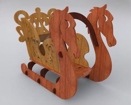 Laser Cut Christmas Sleigh Holiday Decor