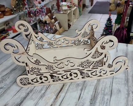Laser Cut Decorative Christmas Sleigh 3 Sizes