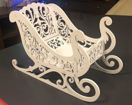 Laser Cut Holiday Sleigh Candy Dish