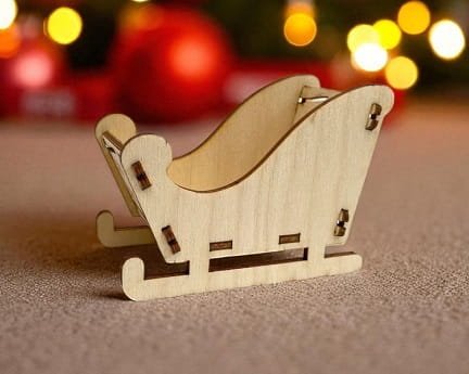 Laser Cut Mini Holiday Sleigh Candy Dish