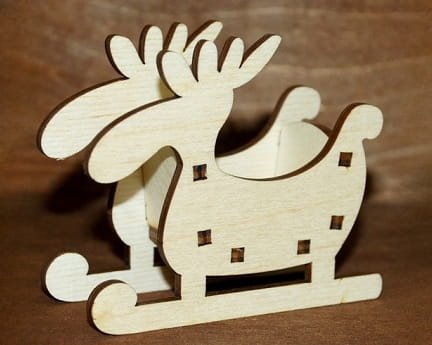 Laser Cut Moose Sleigh Christmas Decoration