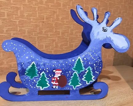 Laser Cut Reindeer Sleigh Candy Dish
