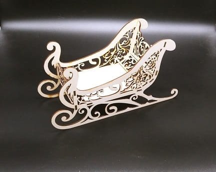 Laser Cut Santa Sleigh Chocolate and Treat Holder