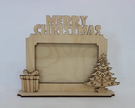 Laser Cut Wooden Merry Christmas Photo Frame