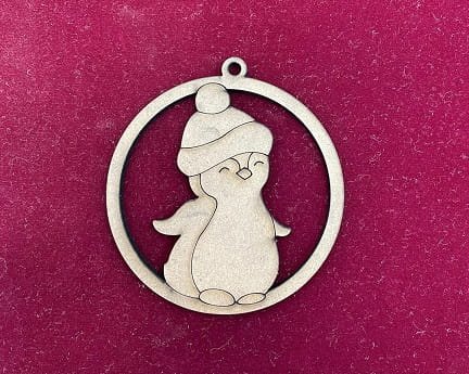 Laser Cut Wooden Penguin Christmas Tree Bauble