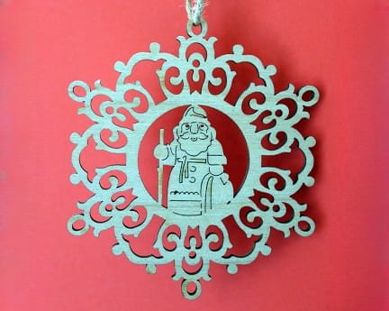 Laser Cut Wooden Santa Claus Snowflake