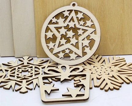 Laser Cut Wooden Stars Christmas Tree Bauble