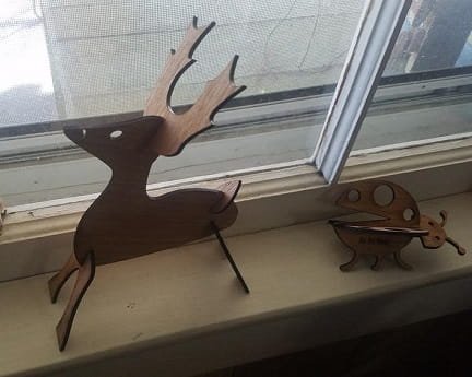 Laser Cut Christmas Deer 3D Wood Model