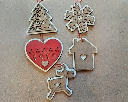 Laser Cut Christmas Tree Ornament Set