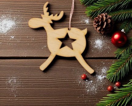 Laser Cut Deer with Star Christmas Tree Ornament
