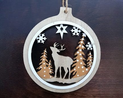 Laser Cut Winter Woodland Scene Christmas Tree Ornament