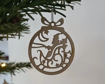 Laser Cut Santa Sleigh Holiday Bauble