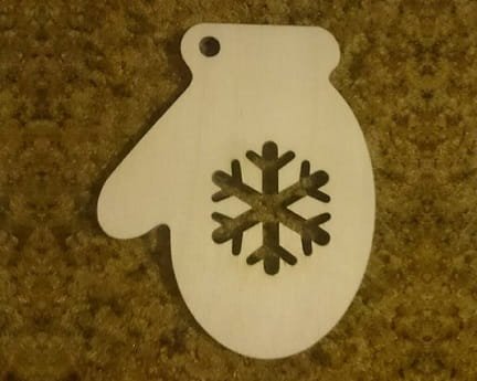 Laser Cut Snowflake Mitten Holiday Ornament