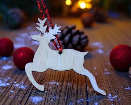 Laser Cut Running Reindeer Christmas Ornament
