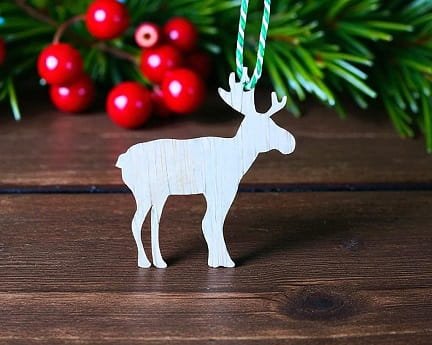 Laser Cut Moose Christmas Tree Hanging Ornament