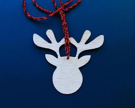 Laser Cut Festive Wooden Reindeer Head Ornament