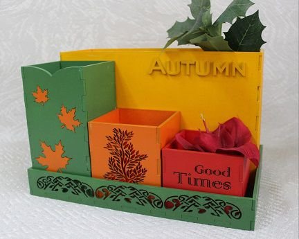 Laser Cut Autumn Themed Desk Organizer