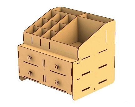 Laser Cut Desktop Storage Organizer with Drawers