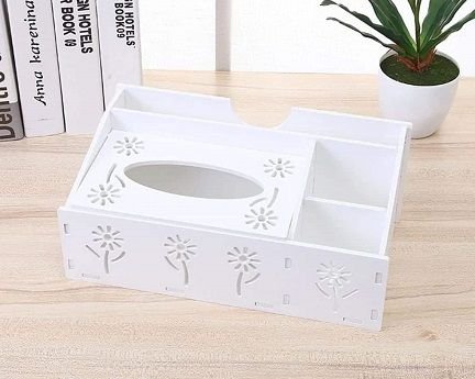 Laser Cut Multifunctional Desk Organizer With Tissue Box