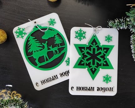 Laser Cut Wooden Christmas Card Ornaments