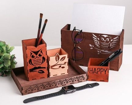 Laser Cut Office Desk Accessories Organizer