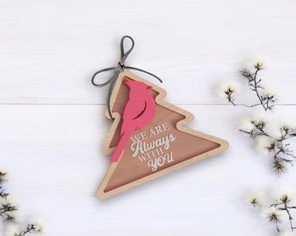 Laser Cut Christmas Cardinal Memorial Ornament