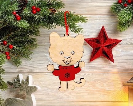 Laser Cut Cat Christmas Tree Ornament