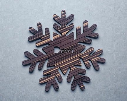 Laser Cut Personalized Wooden Snowflake Ornament