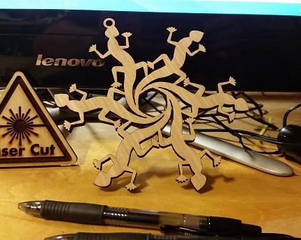 Laser Cut Lizard Flake Snowflake Christmas Tree Ornament