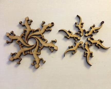 Laser Cut Lizard Flake Snowflake Ornament