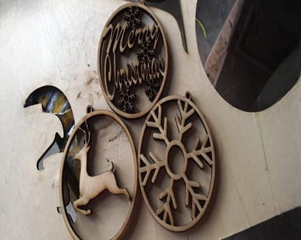 Laser Cut Wooden Christmas Tree Ornaments