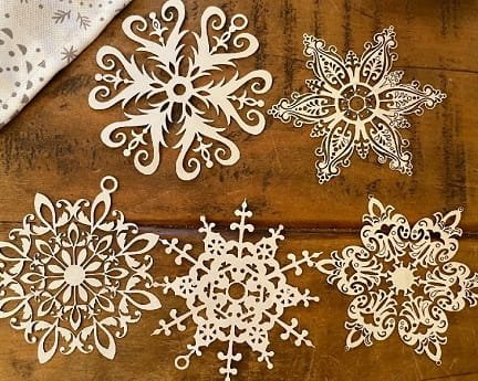 Laser Cut Wooden Snowflake Ornaments Holiday Decoration