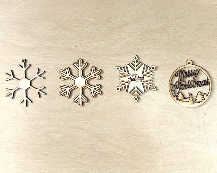 Laser Cut Wooden Christmas Ornaments Set