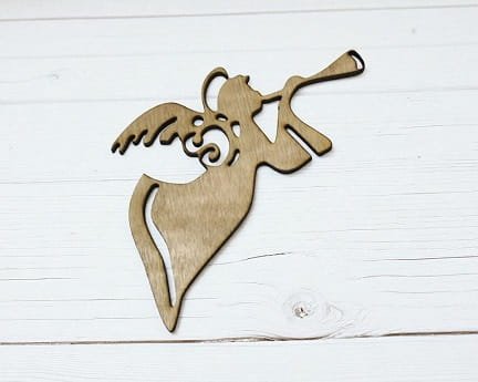 Laser Cut Angel with Trumpet Christmas Ornament
