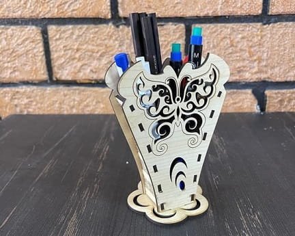 Laser Cut Butterfly Decorated Pen Holder