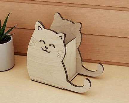 Laser Cut Cute Cat Pencil Holder