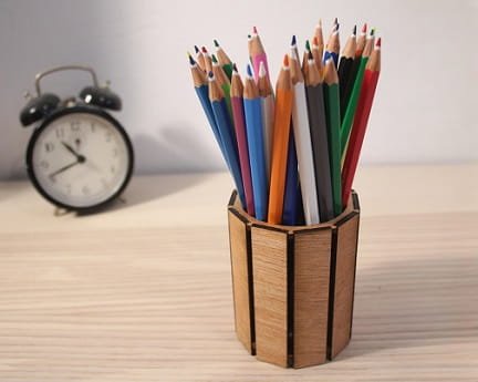 Laser Cut Decorative Wooden Pencil Pot