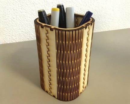 Laser Cut FlexiRoast Wooden Pen Holder